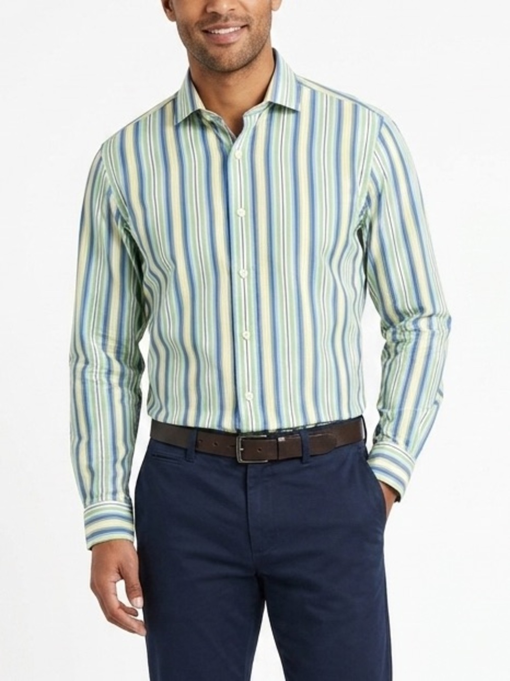 Polo Ralph Lauren Regent Custom Fit Button Down Shirt Men’s Large‎ Blue Stripe